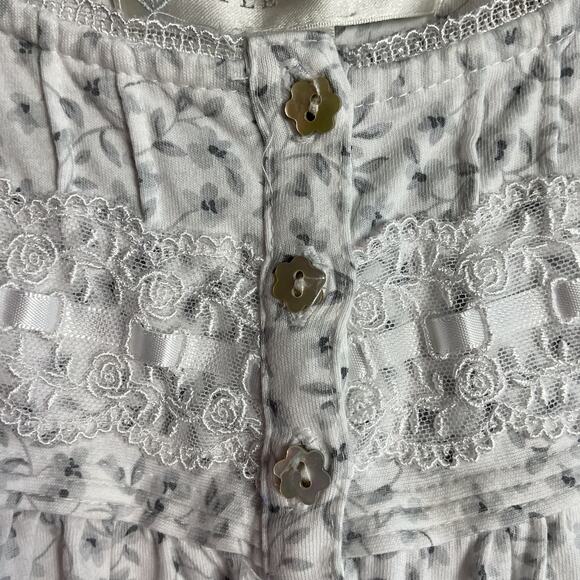 Eileen West Womens Pure Cotton Nightgown Knee Length Half button up Medium - Picture 4 of 10